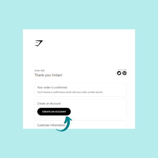 A post-purchase message that offers the user the option to create an account.