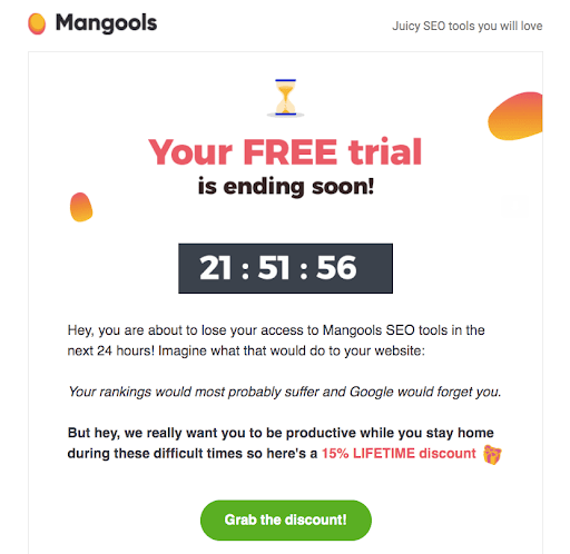 Email campaign by Mangools