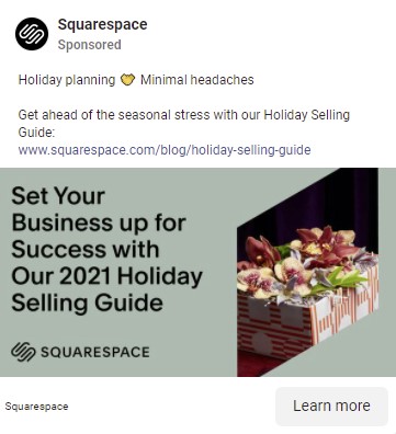 Facebook ad by Squarespace