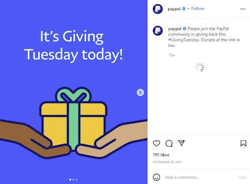 PayPal Instagram page